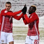 ЦСКА - Ботев 2:1. Божидар Чорбаджийски поздравява Али Соу за голът му — Никола Кирилов © всички права запазени