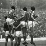 Витоша - ЦФКА „Средец“ 1:4. Отляво надясно Костадинов, Стоичков, Витанов, Пенев, Киров —