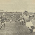 ЦДНА - Левски 0:1. Отляво надясно Панайот Панайотов - Гацо (ЦСКА), Христо Илиев - Патрата (Лев), Кирил Ракаров (ЦСКА), Александър Костов (Лев); зад Ракаров се виждат Стефан Божков (ЦСКА) и Стефан Абаджиев - Теко (Лев). —